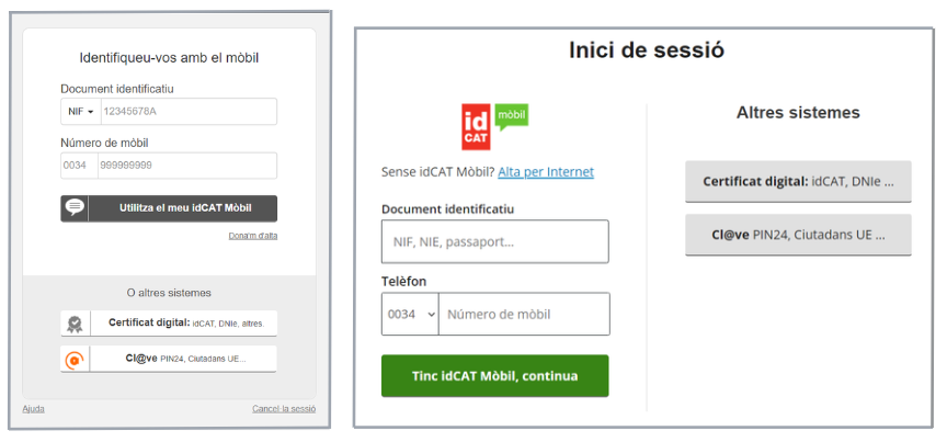 Écran d’identification de validité