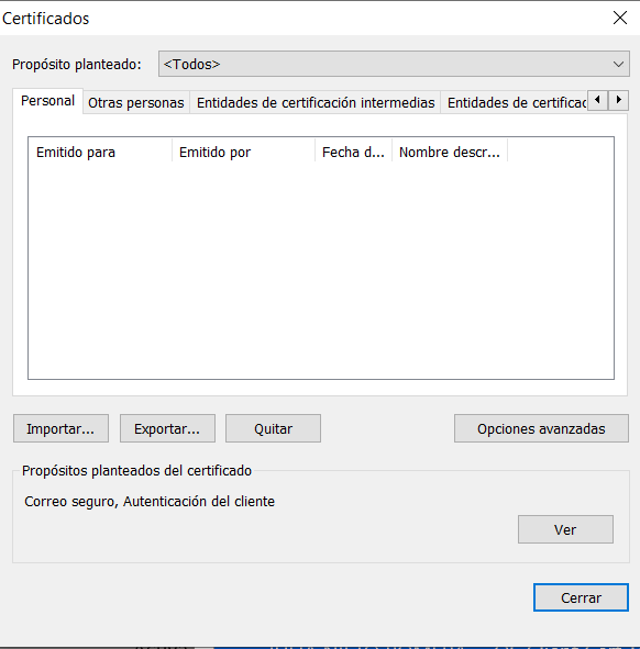 Selecione seu certificado e pressione Exportar